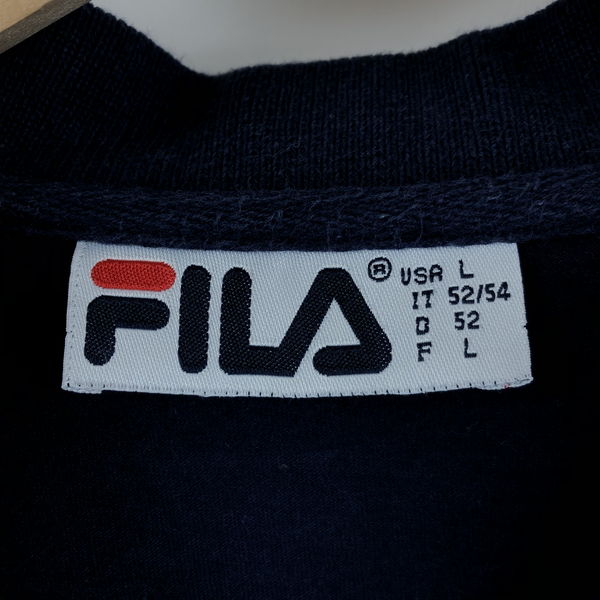 【古着】 FILA フィラ 無地ポロシャツ ワンポイント スムース素材 ネイビー系 メンズL 【中古】 n024020