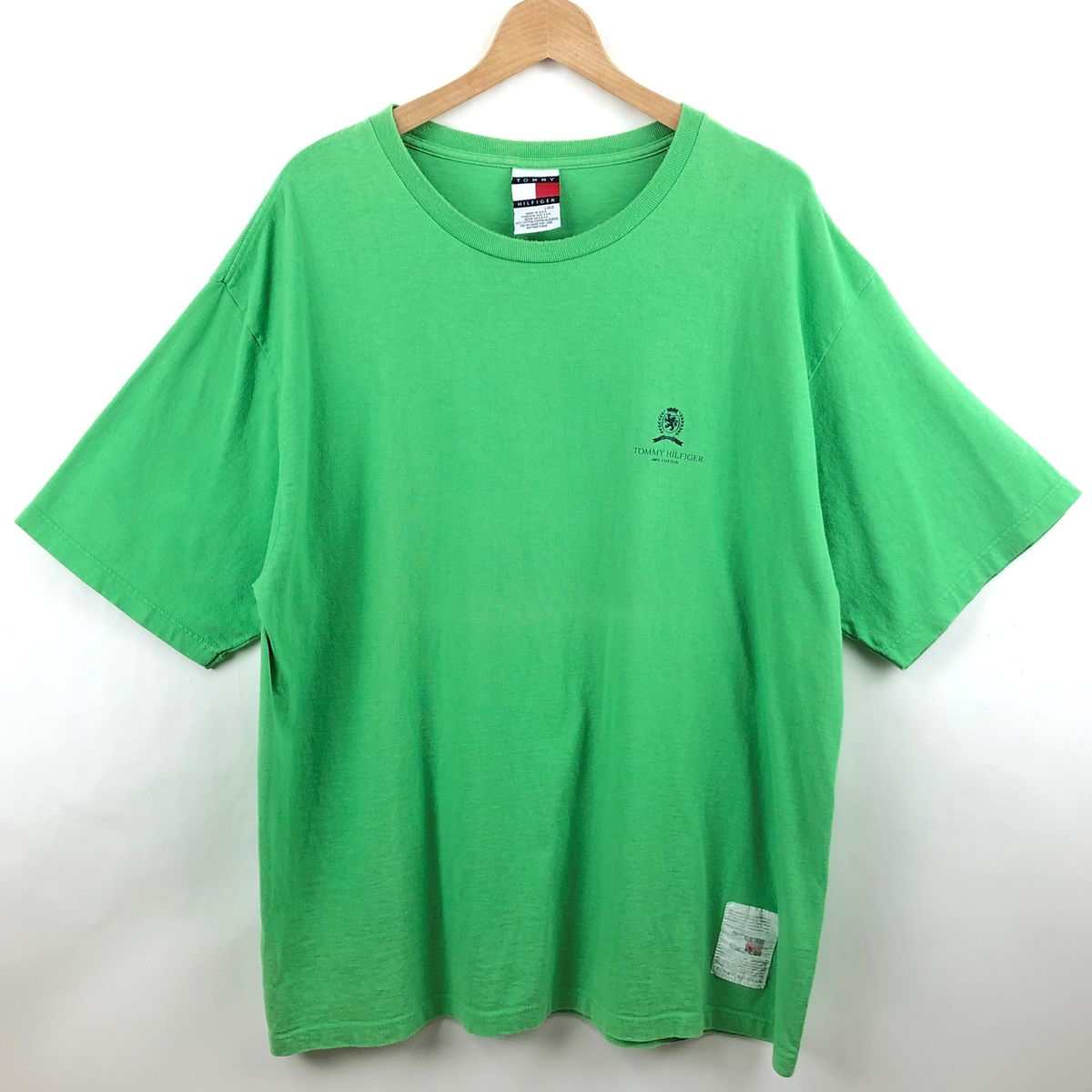 【古着】 TOMMY HILFIGER トミー・ヒルフィガー ワンポイントTシャツ プリント グリーン系 メンズL 【中古】 n024348