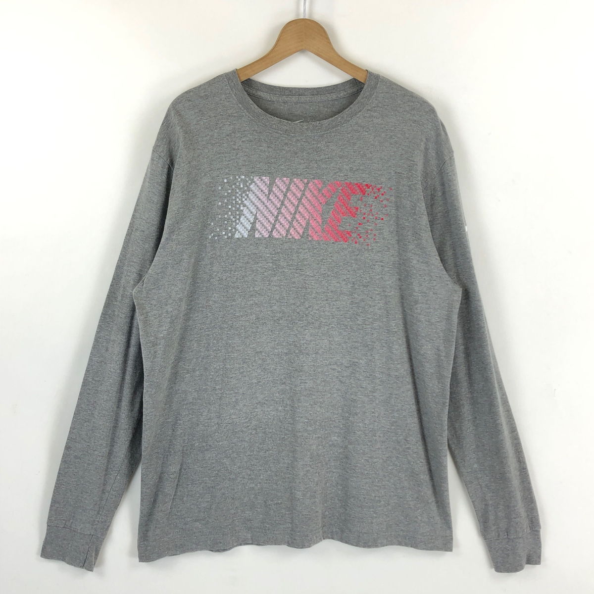 【古着】 NIKE ナイキ ロゴプリントTシャツ 袖プリント 長袖 グレー系 メンズXL 【中古】 n025620