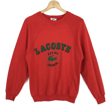 【古着】 IZOD LACOSTE アイゾッド ラコステ ロゴプリントスウェット made in USA 80-90年代 ヴィンテージ レッド系 メンズXS 【中古】 n026266