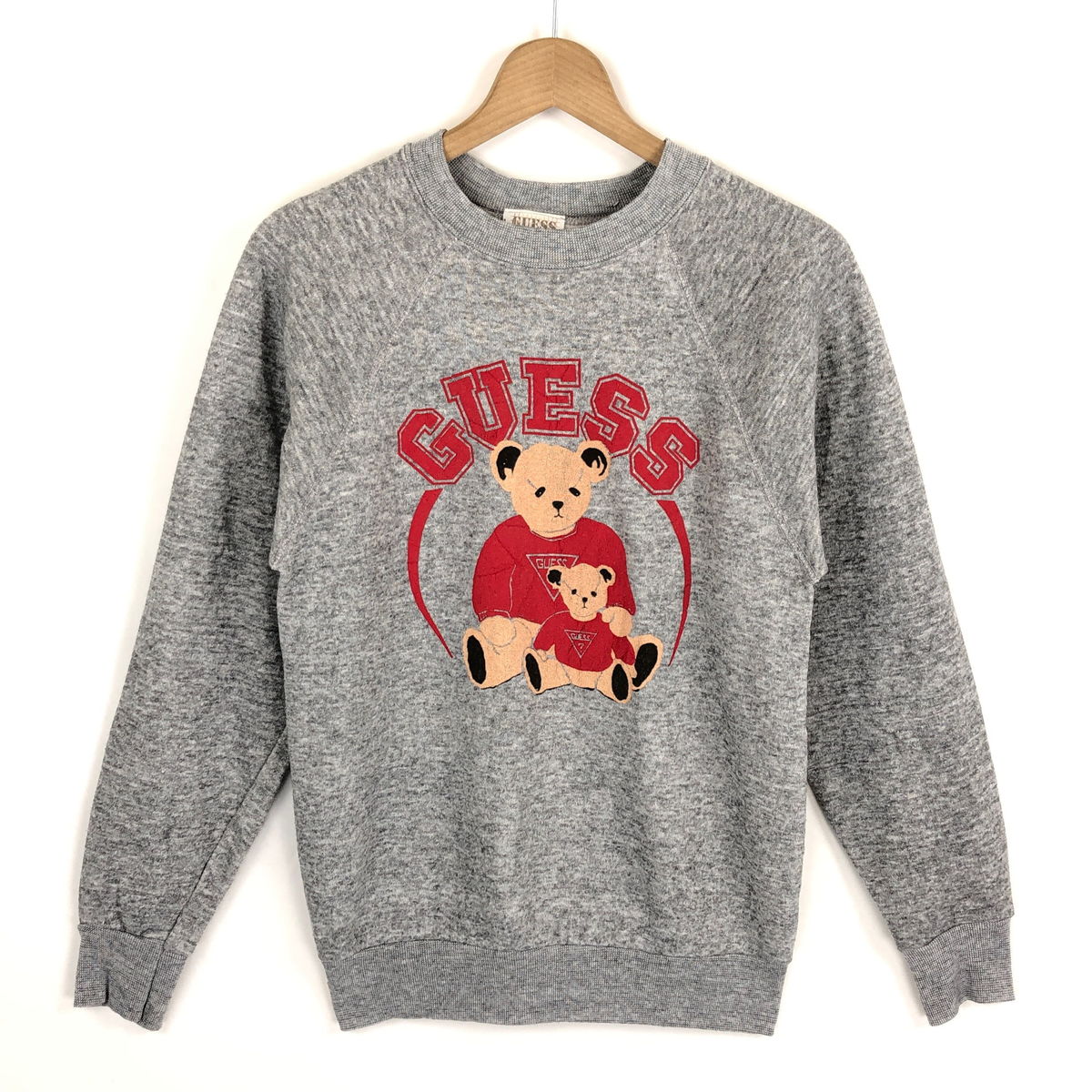 【古着】 Guess ゲス キャラクタープリントスウェット made in USA くまのぬいぐるみ 80-90年代 グレー系 レディースS 【中古】 n026290