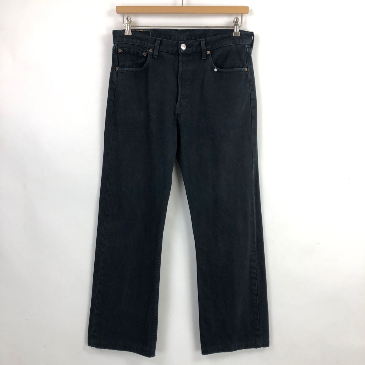 【古着】 Levi's リーバイス リーバイス501 デニムパンツ ユーロモデル トルコ製 ブラック系 メンズW33 【中古】 n026350