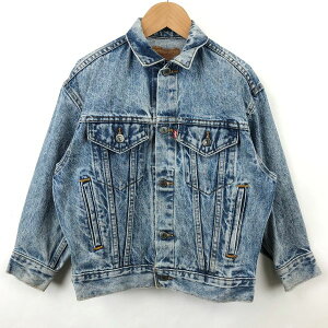 【古着】 Levi’s リーバイス キッズデニムジャケット 57506 made in USA ケミカルウォッシュ 80-90年代 ブルー系 サイズ表記無し 【中古】 n026373