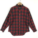 【古着】 L.L.Bean エルエルビーン ライトフランネルシャツ ボタンダウン チェック柄 薄手生地 80年代 ヴィンテージ レッド系 メンズL 【中古】 n027117(4)