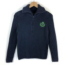 【古着】 TOMMY HILFIGER トミー・ヒルフィガー コットンセーター ハーフジップ 厚手 ネイビー系 レディースXS 【中古】 n027260