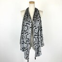 【古着】 ベロアベスト カシュクールタイプ お花 ボタニカル ブラック系 レディースM 【中古】 n027501