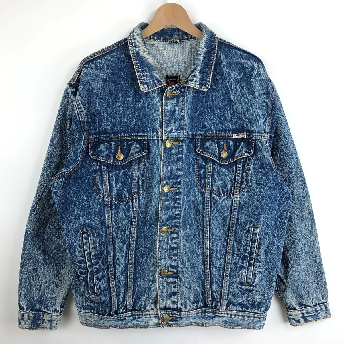 【古着】 PYRMID JEANS デニムジャケット ケミカルウォッシュ 大きいサイズ 90年代 ブルー系 メンズXL 【中古】 n027548