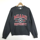 【古着】 JERZEES カレッジプリントスウェット MIAMI UNIV グレー系 メンズS 【中古】 n027634