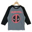 【古着】 MARVEL COMIC ベースボールTシャツ アメコミ DEADPOOL デッドプール 半端袖 ブラック系 メンズL 【中古】 n028717