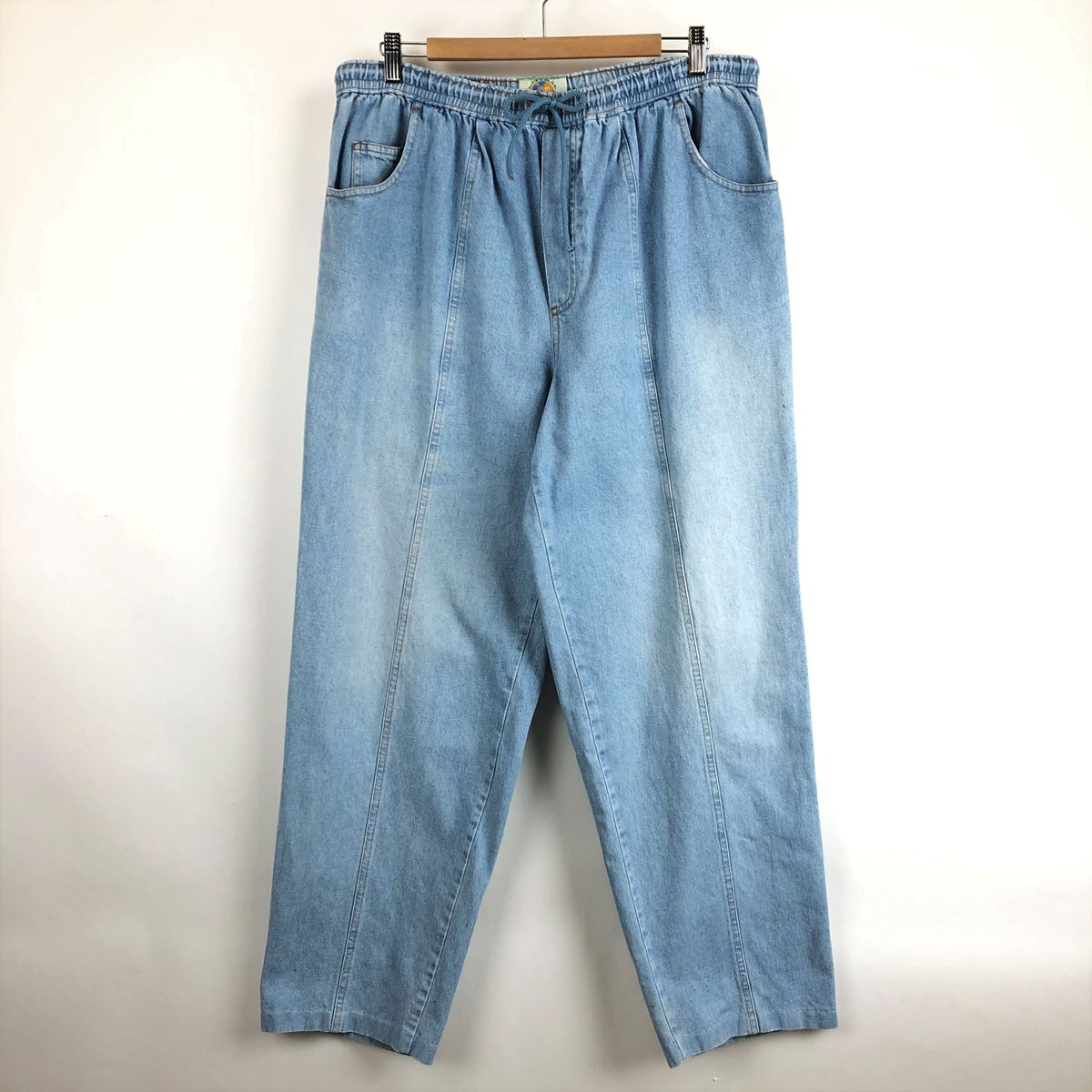 【古着】 NATURAL OPTION デニムパンツ イージーデニムパンツ テーパード 90年代 ブルー系 メンズXL 【中古】 n028884