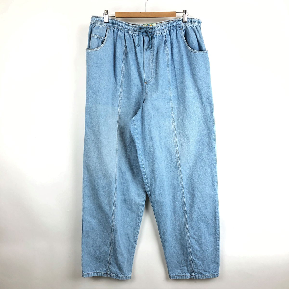 【古着】 NATURAL OPTION デニムパンツ イージーデニムパンツ テーパード 90年代 ブルー系 メンズXL 【中古】 n028885