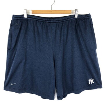 【古着】 NIKE ナイキ ジャージショートパンツ MLB NY YANKEES ネイビー系 メンズXL以上 【中古】 n029667