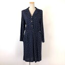 【古着】 WILLOW RIDGE プリントワンピース レーヨンワンピース 開襟 ペイズリー柄 長袖 ネイビー系 レディースM 【中古】 n029769(4)
