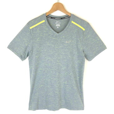 【古着】 NIKE ナイキ スポーツTシャツ DRI-FIT 杢素材 ZIPポケット グレー系 レディースM 【中古】 n030399