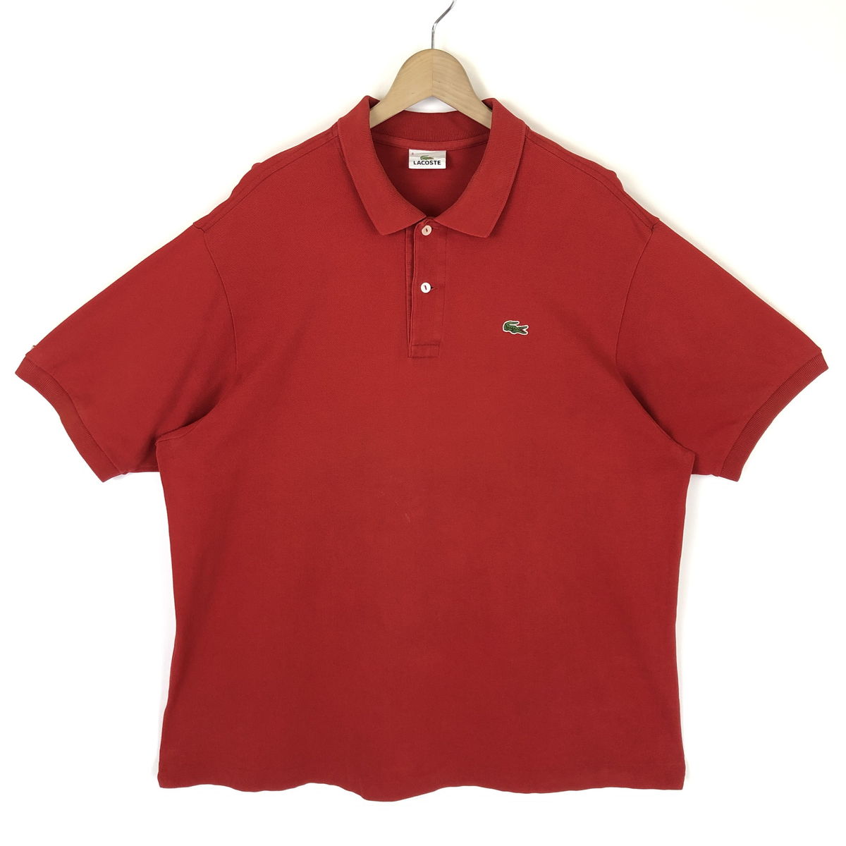 【古着】 LACOSTE ラコステ 無地ポロシャツ 鹿の子素材 大きいサイズ レッド系 メンズXL以上 【中古】 n030721