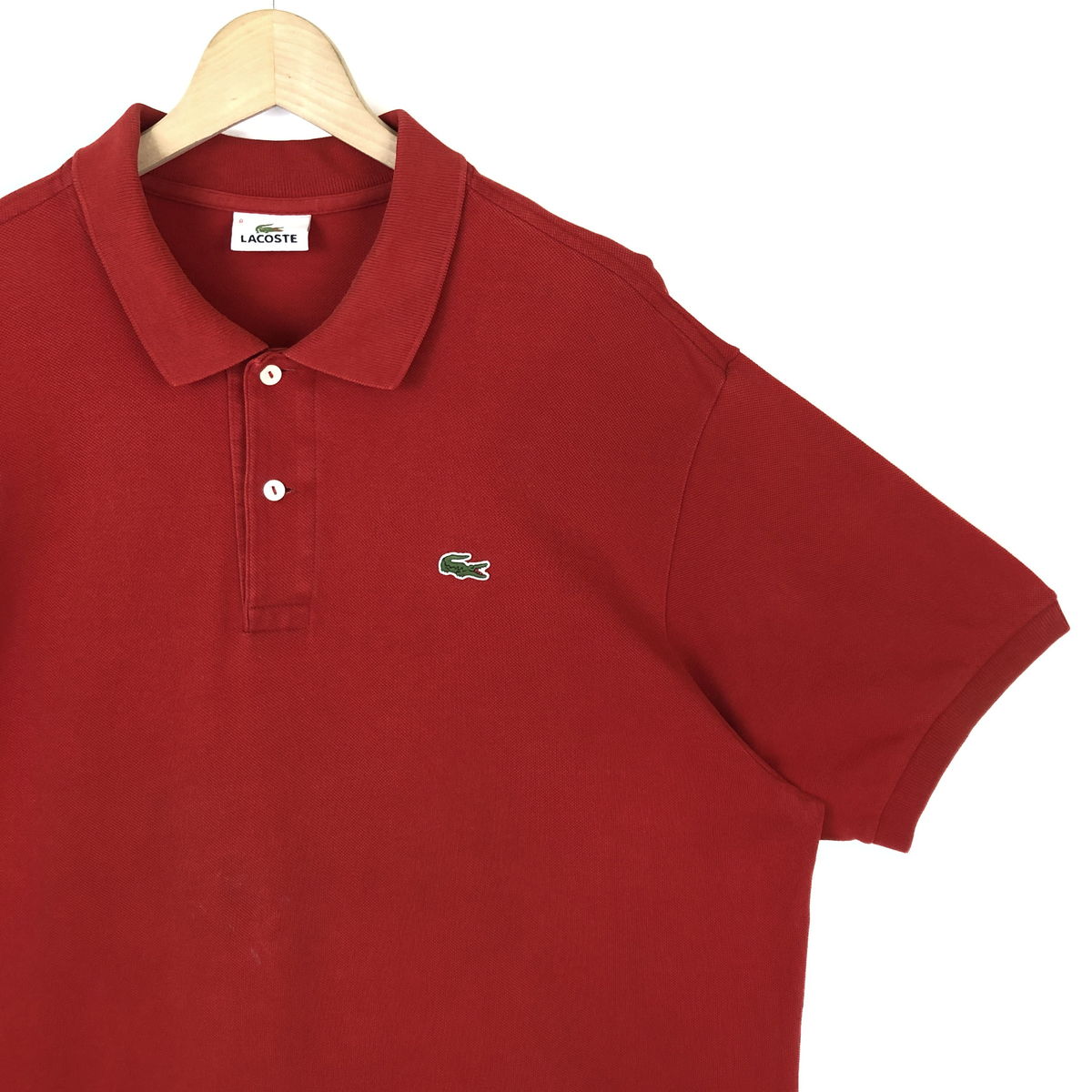 【古着】 LACOSTE ラコステ 無地ポロシャツ 鹿の子素材 大きいサイズ レッド系 メンズXL以上 【中古】 n030721