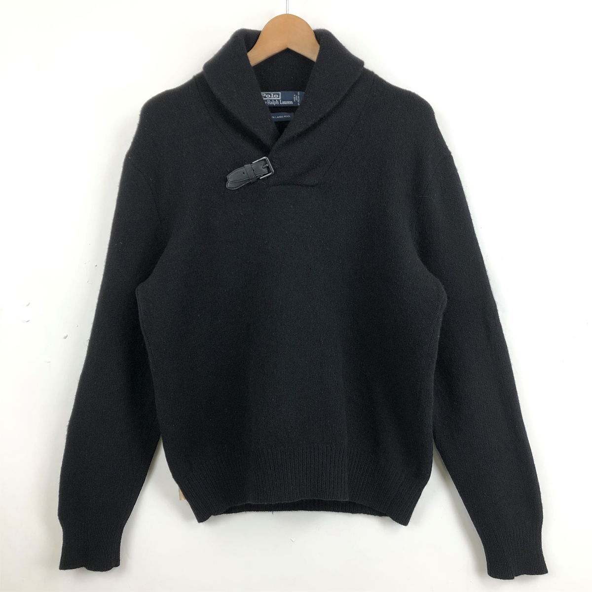 【古着】 RALPH LAUREN ラルフローレン ウールセーター ショールカラー 厚手 90年代 ブラック系 メンズM 【中古】 n033082