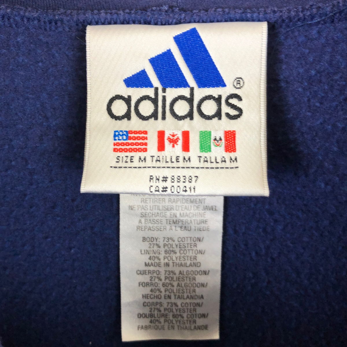 【古着】 adidas アディダス パーカー レトロ 袖ライン 90年代 ヴィンテージ ネイビー系 メンズM 【中古】 n033655 3