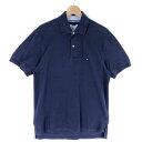 【古着】 TOMMY HILFIGER トミー・ヒルフィガー ポロシャツ 鹿の子素材 ネイビー系 メンズM 【中古】 n034518(4)