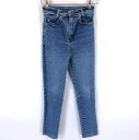  JEANS デニムパンツ スリム テーパード ストレッチ ブルー系 レディースW26  n034804