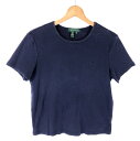 【古着】 RALPH LAUREN ラルフローレン LAUREN Tシャツ 無地 ワンポイント ネイビー系 レディースM 【中古】 n035247 1