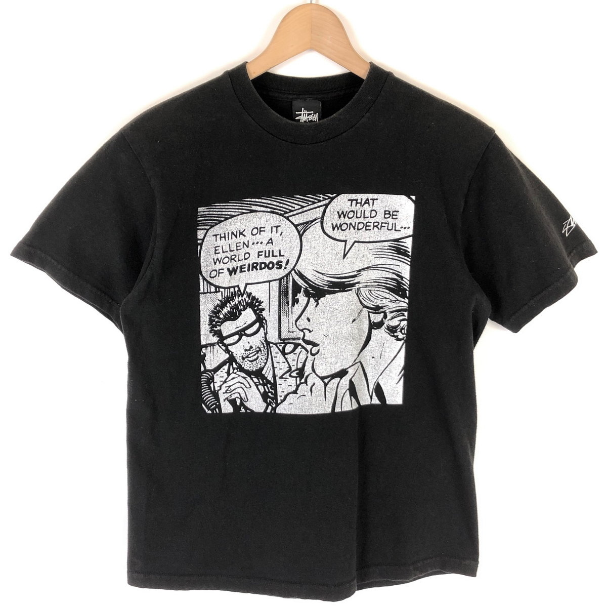 【古着】 STUSSY ステューシー プリントTシャツ コミック柄 コラボもの BLACKHALL RECORD ブラック系 ..