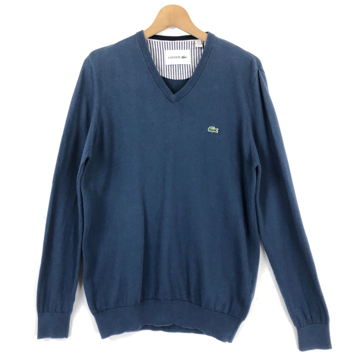 【古着】 LACOSTE ラコステ コットンセーター ワンポイントロゴ ブルー系 メンズL 【中古】 n036787