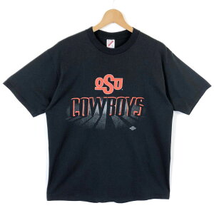 【古着】 JERZEES Tシャツ OSU COWBOYS オクラホマ大学 USA製 80-90年代 ヴィンテージ ブラック系 メンズL 【中古】 n037542