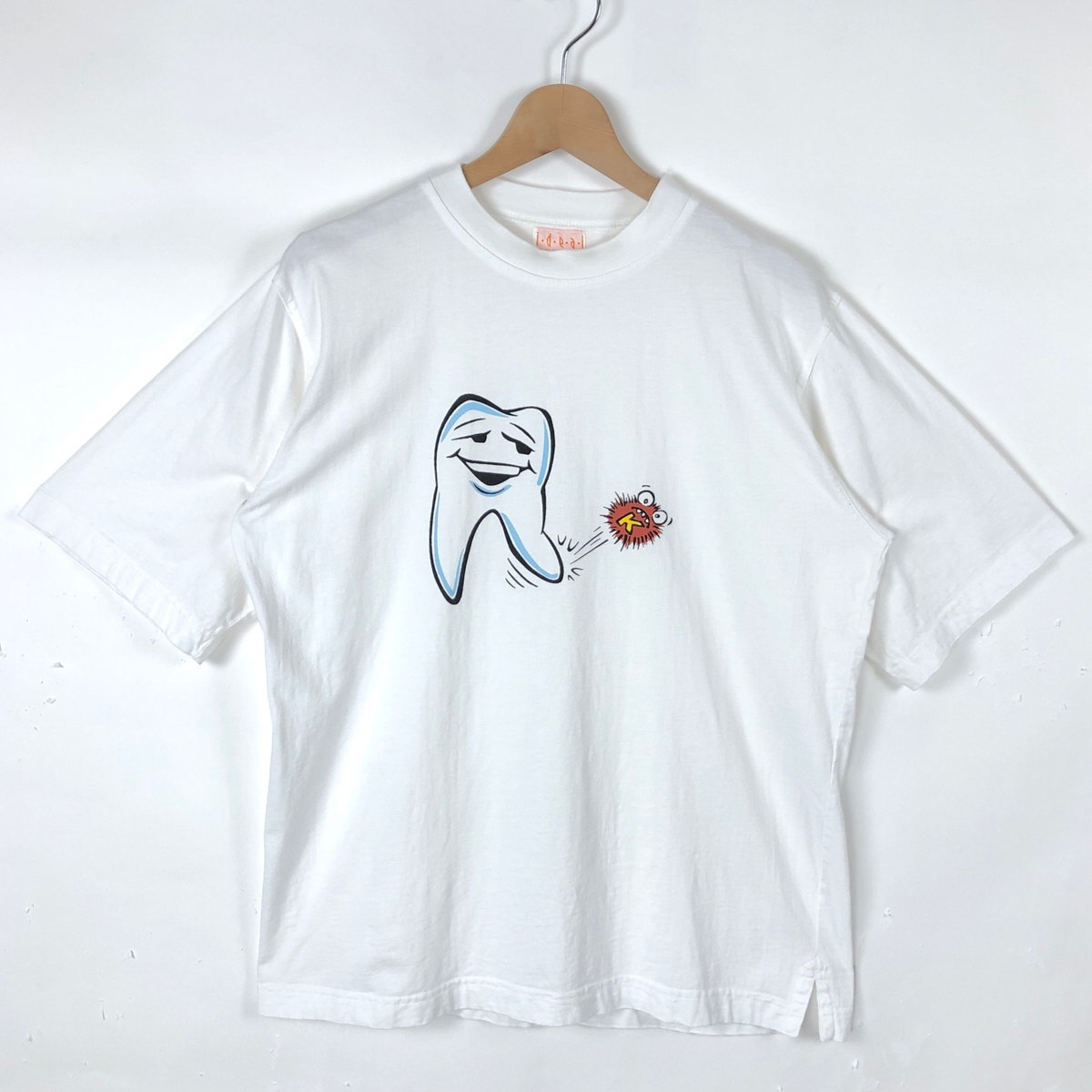 【古着】 ideal Tシャツ 歯と虫歯菌 ホワイト系 メンズM 【中古】 n037858