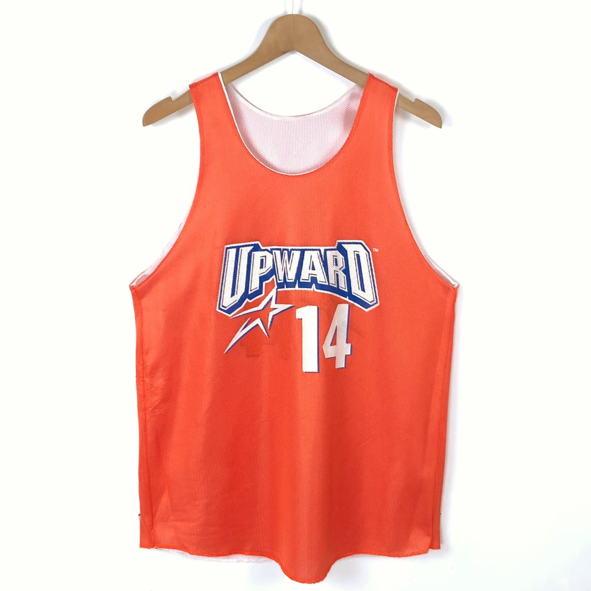 【古着】 バスケタンク メッシュ リバーシブル UPWARD14 オレンジ系 メンズS 【中古】 n037897