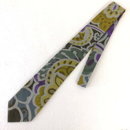 【古着】 THE TIAKIIE TIE ネクタイ 総柄 花柄 レトロ イングランド製 ヴィンテージ オリーブ系 【中古】 n038340