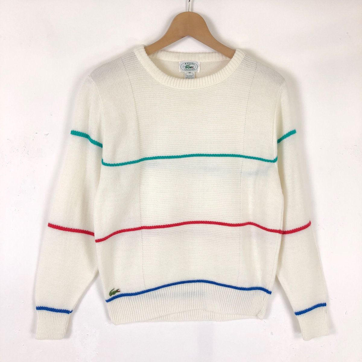 【古着】 IZOD LACOSTE アイゾッドラコステ セーター アクリル 80年代 ヴィンテージ ホワイト系 レディースM 【中古】 n038586