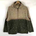 【古着】 WOOLRICH ウールリッチ セーター フルジップ 総柄 フード付き マルチカラー レディースXL 【中古】 n040102