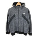 【古着】 NIKE ナイキ ジップアップパーカー 切換えデザイン グレー系 レディースL 【中古】 n040518