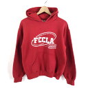 【古着】 プリントパーカー FCCLA レッド系 レディースS 【中古】 n041468