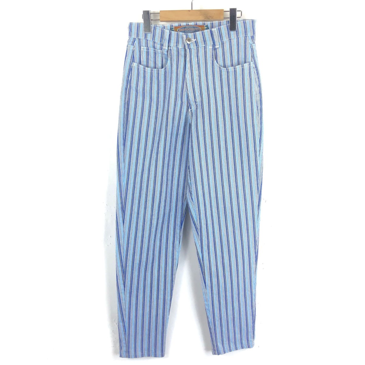 【古着】 NOVOCENTO パンツ ストライプ スリム ストレッチ ブルー系 レディースW29 【中古】 n041480