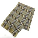 【古着】 BURBERRY バーバリー カシミアマフラー チェック柄 英国製 グリーン系 【中古】 n042300