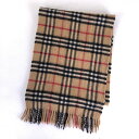 【古着】 BURBERRY バーバリー カシミアマフラー チェック柄 英国製 ブラウン系 【中古】 n042323