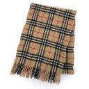 【古着】 BURBERRY バーバリー ウール マフラー チェック柄 英国製 ベージュ系 フリーサイズ 【中古】 n042437