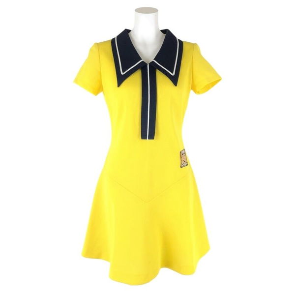 【古着】 70s ワンピース ポリドレス レトロ ヴィンテージ イエロー系 レディースM 【中古】 n042889
