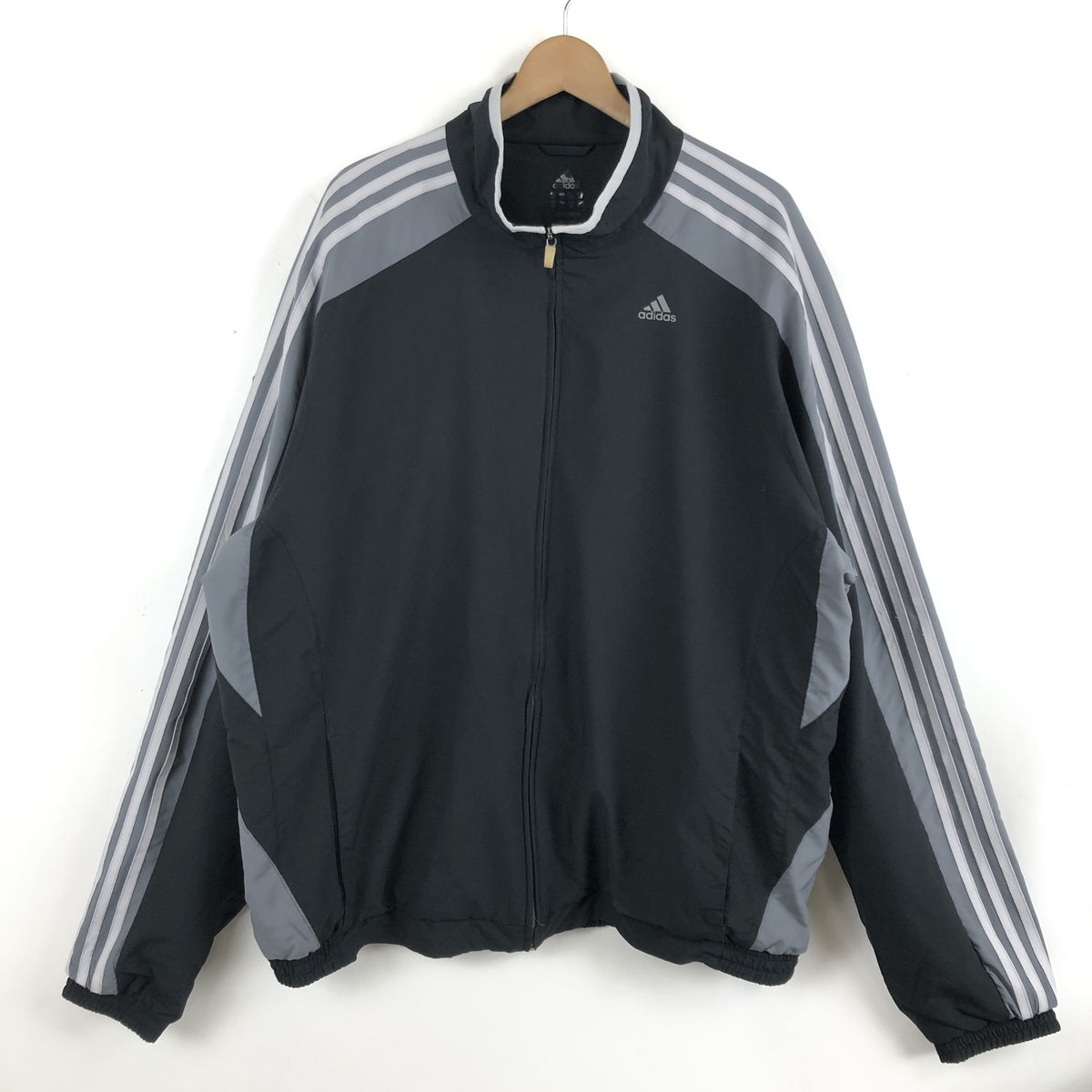 【古着】 adidas アディダス ナイロンジャケット トラックジャケット 大きいサイズ ブラック系 メンズXL以上 【中古】 n043176