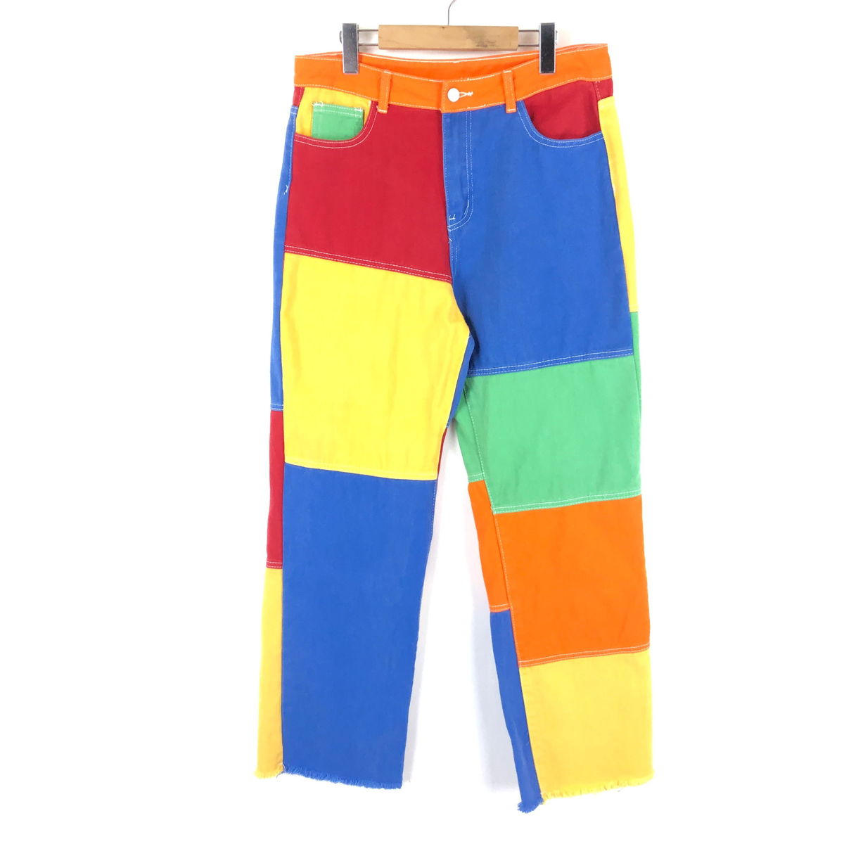 【古着】 パンツ パッチワーク カラフル カットオフ やや太め ヴィンテージ マルチカラー レディースW32 【中古】 n044851
