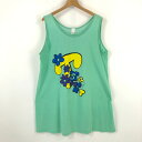 【古着】 タンクトップ T SHIRTS 花 ポップアート グリーン系 メンズXL 【中古】 n046516