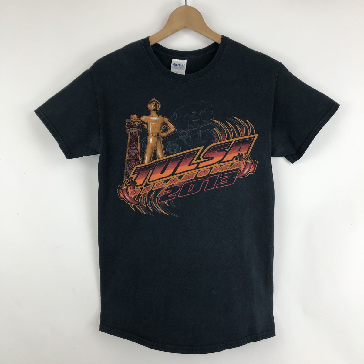 【古着】 Tシャツ tulsa oklahoma 2013 スプリントカー 車 ブラック系 メンズS 【中古】 n046608