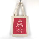 【古着】 トートバッグ KEEP CALM & CARRY ON 厚手生地 ベージュ系 フリーサイズ 【中古】 n047296