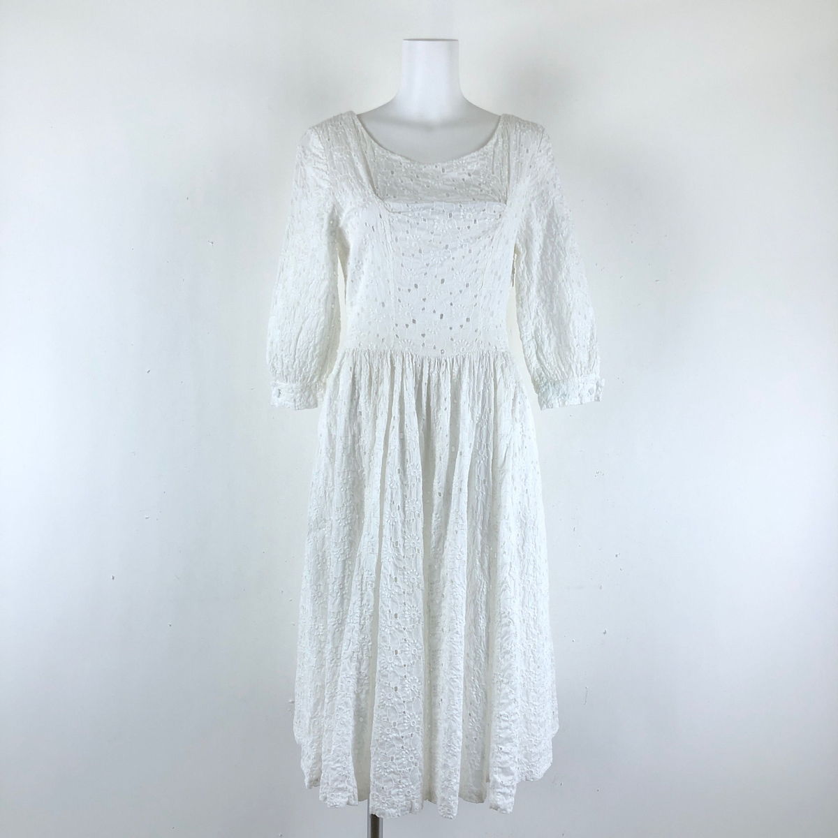 【古着】 レース ワンピース 半端袖 ホワイト系 レディースS 【中古】 n047350