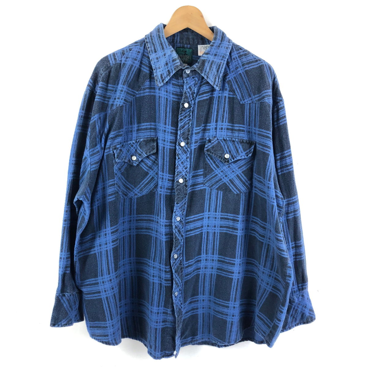 【古着】 Rugged Trail ライトフランネル シャツ チェック柄 ウエスタン ブルー系 メンズXL以上 【中古】 n047995