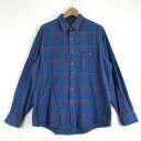 【古着】 フランネルシャツ チェック柄 薄手 ブルー系 メンズL 【中古】 n049189