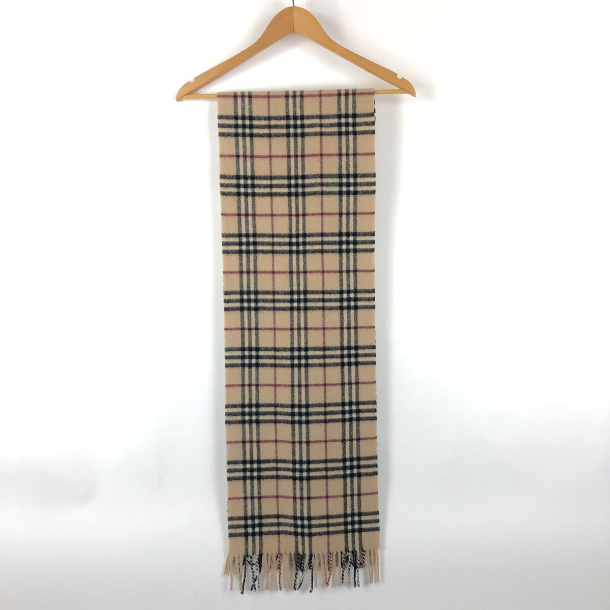 【古着】 BURBERRY LONDON バーバリー ウールマフラー チェック柄 英国製 ふわふわ ベージュ系 【中古】 n049573