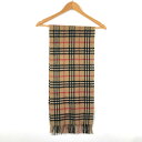 【古着】 BURBERRY バーバリー カシミアマフラー チェック柄 英国製 ベージュ系 【中古】 n049577